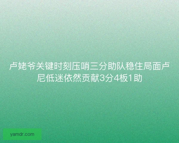 卢姥爷关键时刻压哨三分助队稳住局面卢尼低迷依然贡献3分4板1助